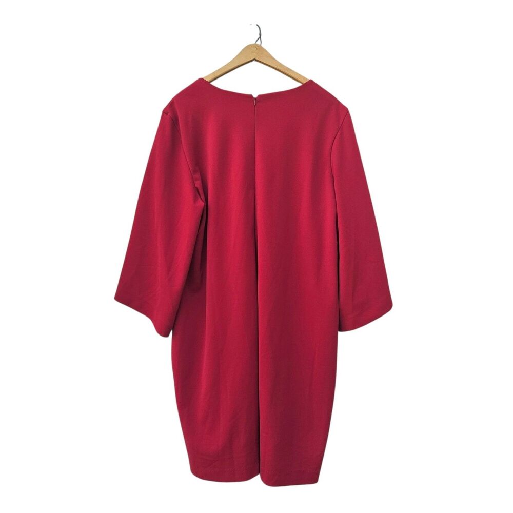 Chicos Red Bell Sleeve Sheath Dress Size 4 20/22 Holiday Cocktail Event Mini - Picture 2 of 6